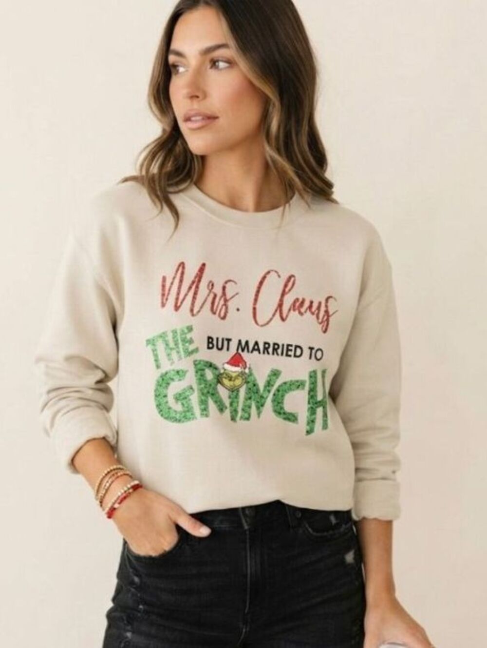 Mrs. Claus but married to the grinch sweatshirt